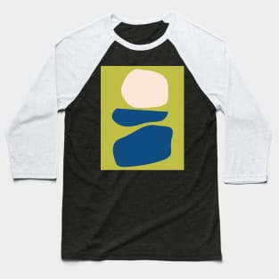 Organic Abstract Shapes in Chartreuse and Blue Baseball T-Shirt